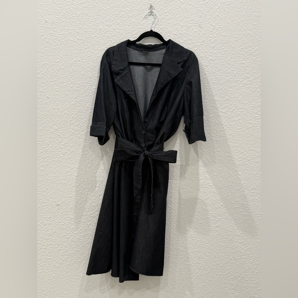 Navy Jean Button-Up Dress